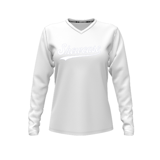 [FTLVCFWH-FYXS-LOGO3] Decker Comfort T-Shirt (Female Youth XS, White, V Neck, Logo 3, Long Sleeve)