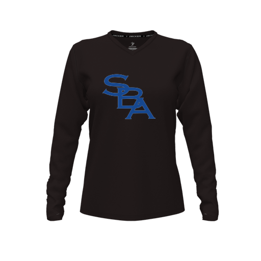 [CUS-DFW-TEES-CMF-VNK-LSL-BLK-FYXS-LOGO2] Comfort T-Shirt (Female Youth XS, Black, V Neck, Logo 2, Long Sleeve)