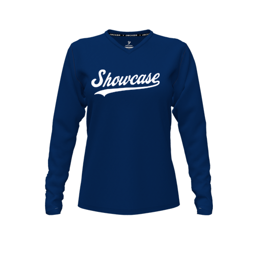 [CUS-DFW-TEES-CMF-VNK-LSL-NVY-FYXS-LOGO3] Comfort T-Shirt (Female Youth XS, Navy, V Neck, Logo 3, Long Sleeve)