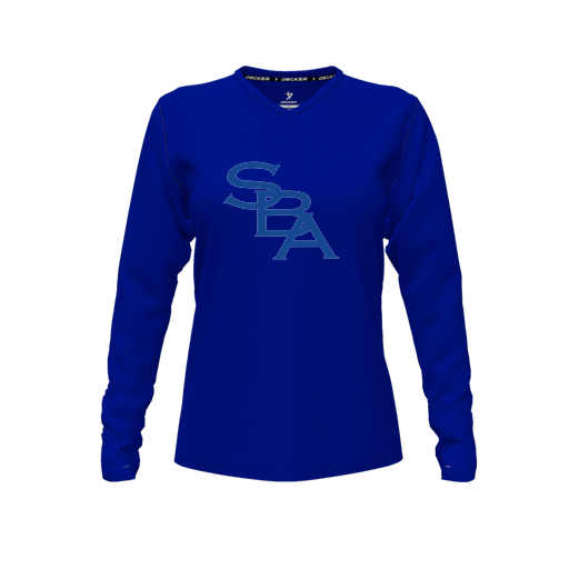 [CUS-DFW-TEES-CMF-VNK-LSL-RYL-FYXS-LOGO2] Comfort T-Shirt (Female Youth XS, Royal, V Neck, Logo 2, Long Sleeve)