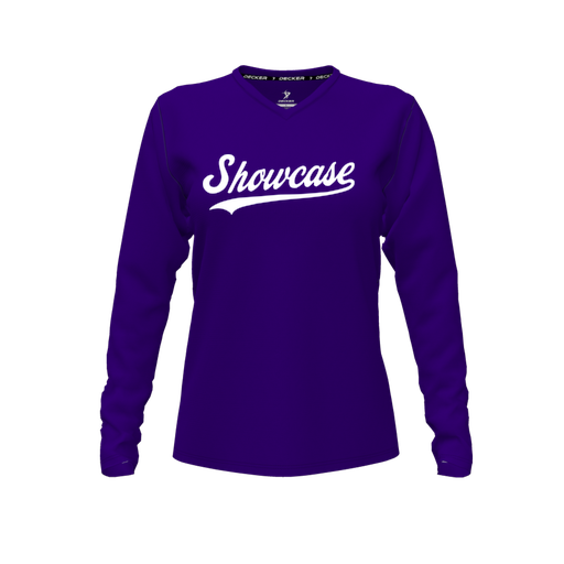 [CUS-DFW-TEES-PER-VNK-LSL-PUR-FYXS-LOGO3] Performance T-Shirt (Female Youth XS, Purple, V Neck, Logo 3, Long Sleeve)