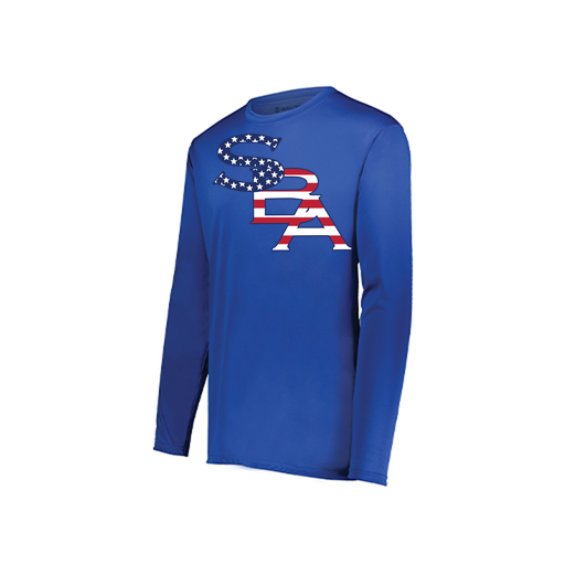 [222823.060.S-LOGO1] Youth LS Smooth Sport Shirt (Youth S, Royal, Logo 1)