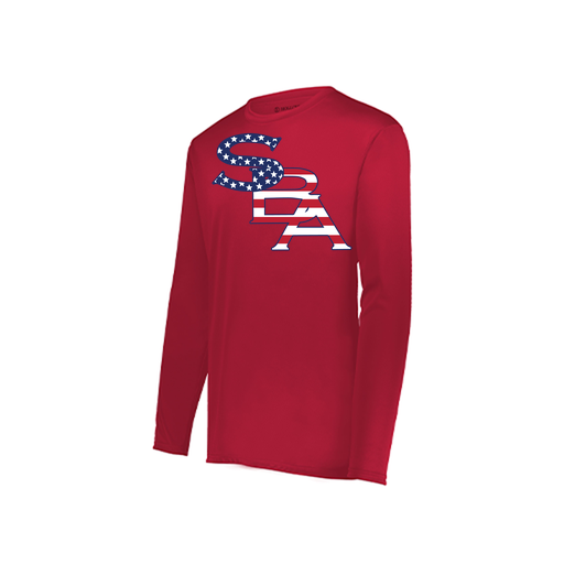 [222823.083.S-LOGO1] Youth LS Smooth Sport Shirt (Youth S, Red, Logo 1)