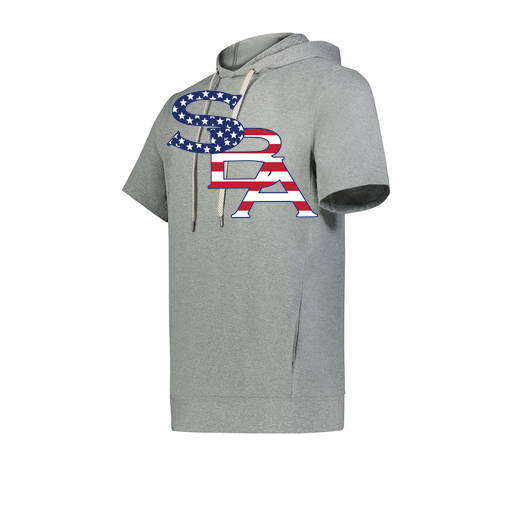 [222605-SIL-YS-LOGO1] YOUTH VENTURA SOFT KNIT SHORT SLEEVE HOODIE (Youth S, Silver, Logo 1)