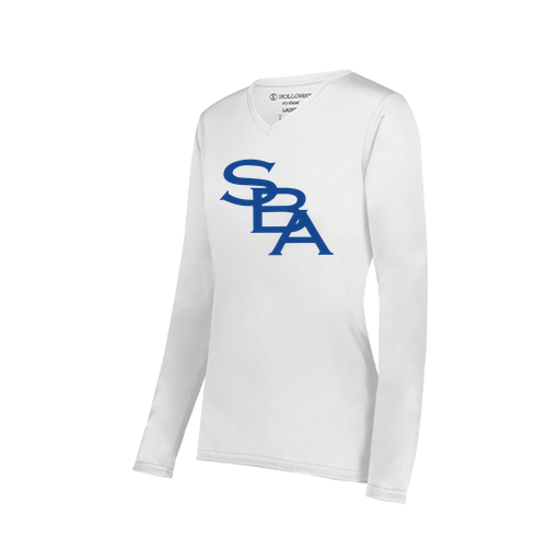[222824.005.S-LOGO2] Ladies LS Smooth Sport Shirt (Female Adult S, White, Logo 2)